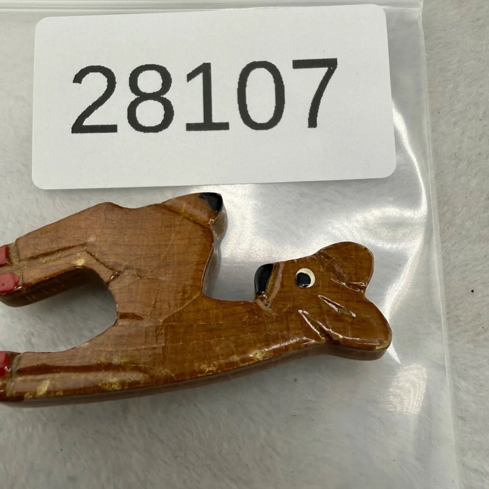 Vintage Hand Crafted Deer Brooch Wood